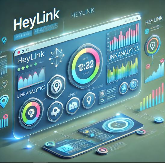 Ilustrasi dashboard Heylink yang menampilkan analitik real-time, kustomisasi tautan, dan pengelolaan tautan untuk mendukung strategi digital yang efektif